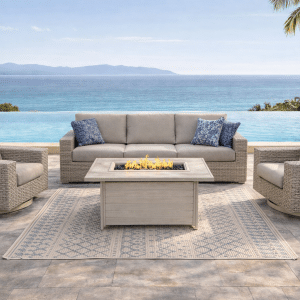 Mojave Luxury outdoor swivel conversational set with fire table in Jacksonville Beach Florida
