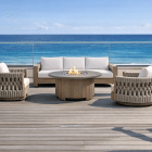 Summit Vista Contemporary outdoor sectional seating arrangement with gas fire feature