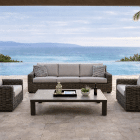 Italian Husk Luxury outdoor wicker sectional seating set with coastal view