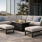 Colorado Luxury outdoor sectional sofa with integrated square fire pit table
