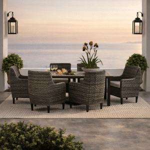 The Colorado Modern outdoor wicker patio dining seating set