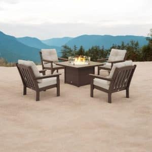 Polywood Sunbrella Fire Chat Set